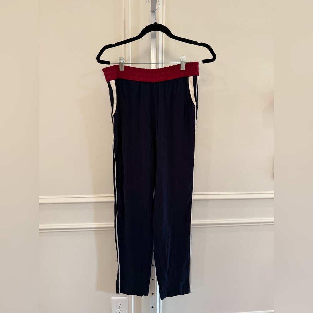 Sandro Navy Joggers with Red Waistband - Picture 1 of 7